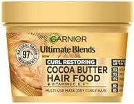 Garnier Ultimate Blends Cocoa Butter Hair Food Multi-Use Mask, Curl Restoring for Dry Curly Hair, Up to 72H Anti-Frizz, Boosted with Vitamins C, E, F, 400ml, No Artificial Colors, Cruelty Free, Vegan
