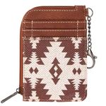 Montana West Wrangler Card Wallet for Women Boho Aztec Credit Card Holder with Zipper Pocket, Aztec-Light Coffee, S, Western WG2203-W005LCF