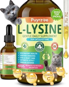 Puryzoe Lysine for Cats, Cat L-Lysine Supplement Drop Supports Respiratory & Immune Health, Energy & Appetite Boost, Sneezing & Eye Relief, Digestive Balance, L-Lysine for Cats, Chicken Flavor, 60ml