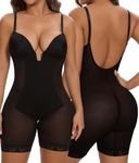 SHAPERIN Women's Low Back Shapewear U Plunge Tummy Control Full Body Shaper Built in Bra Shapewear Bodysuit Black XXL