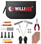 WILLIBEE 15 in 1 (Pack of 20 Strips) Universal Tubeless Tyre Heavy Duty Steel Puncture Kit Emergency Flat Tire Repair Patch Punchure Kit Tool (with Storage Bag) for Car, Bike, SUV, & Motorcycle