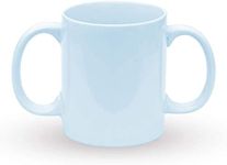 HEALTHANDWEALTH Durable ceramic Two Handled Mug to Aid Tremors | Dual Handle BPA-Free Drinking Mug for Secure Hold | 11.83 Fl. Oz. (350 Ml) (blue)