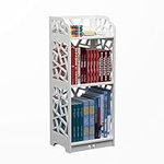 Rerii Small Bookshelf, Bookcase for Small Spaces, 3 Tier 2 Shelf Bookshelves Bookcases, Book Case Shelves for Kids Room, Living Room, Bedroom, Bathroom and Office, White