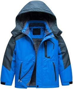 CREATMO US Big Boy's Waterproof Breathable Snowboard Ski Jacket Outdoor Raincoat Blue 10/12