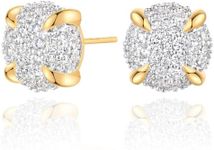 Gold Cubic Zirconia Earrings Studs for Women 18k Gold Tiny Round CZ Earrings Hypoallergenic Handmade Earrings Studs Everyday Wear