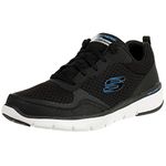 Skechers Men's Flex Advantage 3.0 Trainers, Black Black Leather Mesh Trim Blk, 9.5 UK