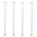 QLLY Adjustable Square Table Leg, 24-40 inch, 60-100cm, Home Office Custom DIY Table Legs, Furniture Leg Set (4, White)