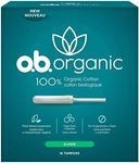 o.b. O.b. organic tampons with new plant-based applicator, 100% organic cotton, super, 18 count, 18 Count