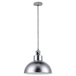 Modern Hanging Pendant Light Fitting, Industrial Single Loft Ceiling Adjustable Lamp Retro Shiny Metal Large Light Shade, E27 Base 1m Pendant Living Room, Kithcen Island (Chrome, Arrican - 26cm)