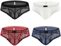 WINDAY Men Briefs Lace Silk Low Rise Bikini Briefs and Breathable Underwear B175 - - Medium