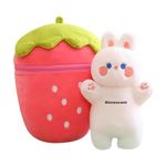 Storescent Hidden Fruit Bunny Soft Toys for Kids, Stuffed Animal Plush Soft Toys for Boys and Girls | Medium, Cute Rabbit Strawberry Bunny - Zipper Plush Toy