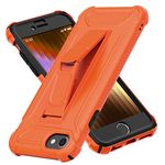 ORETECH Case for iPhone SE 3/2 (2022/2020 Edition),iPhone 7 and iPhone 8 Case with [2 Screen Protector] and [Kickstand],Shockproof Hard PC Back Flexible TPU Sides Case for iPhone 6/6S/7/8/SE,Orange