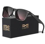 LUENX Polarized Sunglasses for Men Women UV400 Protection Gradient Black&Red Lens Matte Black Square Frame 54MM