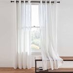 SPACES DRAPE STORY Polyester Elegant Plain Digital Print Sheer Semi Transparent Curtain - Set Of 2 Door Curtain, (Psheerwht) - White