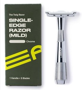 The Twig Razor, Chrome - Plastic-Free, Single-Blade, Safety Razor for Women & Men with Sensitive Skin or Lighter Hair