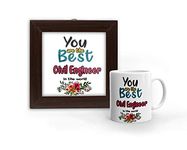 Khakee You are Best Civil Engineer Printed Blue Coffee Mug 325 ml and Poster Frame(6x6)- Gift for Civil Engineer -Birthday-Anniversary