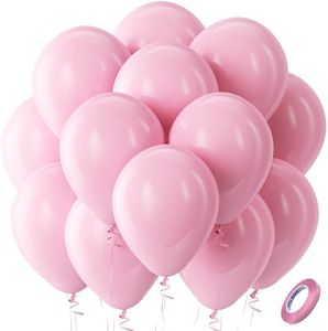 Bezente Pastel Pink Latex Party Balloons - 100 Pack 12 inch Round Helium Light Pink Bridal Pink Balloons for Wedding Bridal Shower Gender Reveal Birthday Party Decoration