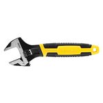 STANLEY MAXSTEEL Adjustable Wrench 30 x 200 mm Protective Phosphate Finish and Ergonomic Bi Material Handle 0-90-948, Black, Yellow