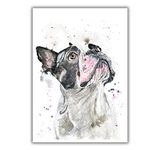 French Bulldog Pictures Prints for Wall Art, Watercolour Dog Decor, Frenchie Gifts Women A4 UNFRAMED, Crafty Cow Design