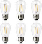 BRIMAX 2W S14 LED Edison Light Bulbs for String Light Replacement, AC220-240V, Shatterproof, E27 Base, 2700K Warm White Clear Plastic Bulb, 2Watt to Replace 11w/20w/25w Incandescent Bulb, 6Pack