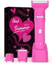 Bikini Trimmer for Women - IPX7 Waterproof Pubic Hair Remover for Shower & Travel, 3-in-1 Bikini Trimmer with Body/Round/Curved Heads, Hypoallergenic Foil & Ceramic Blades, Self-Care Gifts for Her