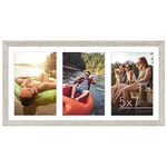 Americanflat 8x16 Panoramic Picture Frame in Driftwood - Three 7x5 Photo Frame Openings - Multi Aperture Collage Picture Frame with Horizontal and Vertical Formats for Wall and Tabletop