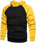 TOLOER Mens Hoodies Pullover - Contrast Color Casual Hoodie for Men - Sports Outwear Sweatshirts Black Yellow Medium