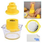 Corn Stripper/Potato Peeler and Fruit/Vegetable/Chocolate Grater with Measuring Bowl - Space Saving Design - Non Slip Silicone Bottom - Dishwasher Safe - No Electricity, No Noise