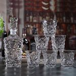 Farielyn-X Premium Crystal Clear 7Pcs Bar Set, 1 Decanter Bottle(850ml) with 6 Whiskey Glasses (300ml), Perfect for Wine, Vodka, Cocktail, Tequila, Rum | Best Gift for Men.(Daimond@!, 6)