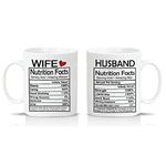 Husband and Wife Nutrition Facts Mugs Couple Coffee Mugs Husband and Wife Gifts His and Her Coffee Mugs Set Gifts Novelty Couple Valentine's Day Anniversary Engagement Wedding Gifts for Couple 11 Ounce