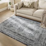 SONGMICS HOME Area Rug, 5x7 ft Living Room Rug, Non-Slip Carpet, Farmhouse Style Rug, Home Decor, for Bedroom, Kitchen, Entryway, Dining Room, Machine Washable, Dove Gray UTAR085G01