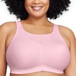 Glamorise Women's No-Bounce Plain Full Figure Camisole Wirefree Sports Bra Sports Bra, Parfait Pink, 34J