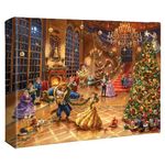 Thomas Kinkade Disney Beauty and The Beast (Beauty & The Beast Christmas Celebration, 8" x 10")