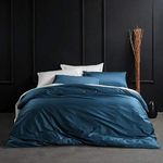 Eikei Solid Color Duvet Cover Luxury Bedding Set 400 Thread Count Egyptian Cotton Long Staple Sateen Weave Breathable Silky Soft Pima Premium Quality Bed Linen (Queen, Ocean Teal)