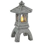 VP Home Pagoda Garden Statues Outdoor, Solar Powered Statue Japanese Garden Decor, Outdoor Zen Garden Lantern, Flickering LED Garden Light (Tranquil Pagoda)
