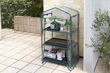 Takasho 3 Tier Metal Plant Stand with Vinyl Greenhouse Cover for Indoor Outdoor I Multipurpose Racks Plant Pots for Home Decor Living Room Balcony Terrace Garden Patio Deck