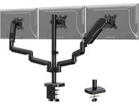 MOUNTPRO Triple Monitor Desk Mount - Articulating Gas Spring Monitor Arm, Removable VESA Mount Desk Stand with Clamp and Grommet Base - Fits 13 to 27 Inch LCD Computer Monitors, VESA 75x75, 100x100