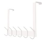 YUMORE Over The Door Hook Hanger White,Stainless Steel Over Door Hanger with 12 Hooks Coat Hanging Rack Over The Door Hooks for Clothes Towels Robes Bedroom Bathroom, Space Saving