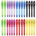 Invisible Ink Pen 28Pcs Latest Spy Pen with UV Light Magic Spy Marker Kid Pens for Secret Message and Birthday Party,Writing Secret Message for Kids Party Favors Easter Day Halloween Christmas