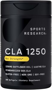 Sports Research CLA - 1250mg with Active Conjugated Linoleic Acid for Men and Women | Non-GMO, Soy & Gluten Free - 95% (180 Softgels)…