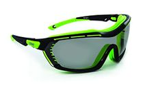 Riley Arion Anti-Scratch & Anti-Fog Protective Eyewear Safety Glasses with Sports Style Green and Black Frame (Grey Lens)