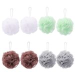 8 Pack Mesh Pouf Bath Sponge - Mesh Loofah Body Exfoliating Shower Ball Shower Sponge