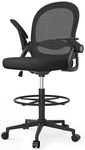 naspaluro Drafting Chair Tall Office Chair Ergonomic Desk Chair Swivel Painting Chair with Flip-up Armrests and Adjustable Footrest Ring for Home Office - Black