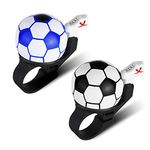 Flintronic Kids Bike Bells, Football Bike Bells, Kids Boys Girls Bike Bells, with Alloy Bells and Nylon Bases, Black*1 & Blue*1, For Road Bikes, City Bikes, Beach Cruisers, and More