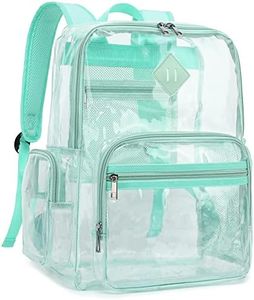 Fuyicat Heavy Duty Clear Backpack for Girls Boys Women Men, PVC Transparent School Backpacks See Through College Bookbag, Green, Large, Classic