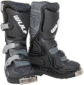Wulfsport Cub LA Junior Kids Leather Motocross Boots (EU 34 / UK 2, Black)