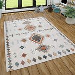 Paco Home Rug living room short pile geometric pattern Skandi Boho Modern Style, Size:60x100 cm, Colour:Cream