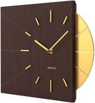 Driini Mid Century Modern Wall Clock – Square Wood Clock with Decorative Gold Accent- Unique Modern Clock, Battery Operated - MCM Wall Clock & Decorative Wall Clock for Mid Century Modern Decor.