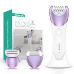 VOYOR Epilator for Women Cordless & Rechargeable, Epilator Hair Removal with 30 Tweezers,3 in 1 Epilators with Electric Lady Shaver and Foot File,Hair Removal Device for Arm Leg BM300 (Purple)