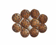 Ekta Enterprise Handcrafted 25mm Wooden Buttons with 2 Holes for DIY Crafting, Knitting,Scrapbooking, Sewing, Card Making and Projects Decoration Pack of 10 (Design C, Tan)